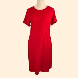 J. Jill Side-Button Shift Dress | 2X | Cherry Red